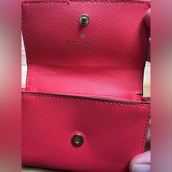 kate spade red saffiano leather business card holder - Picture 5 of 8